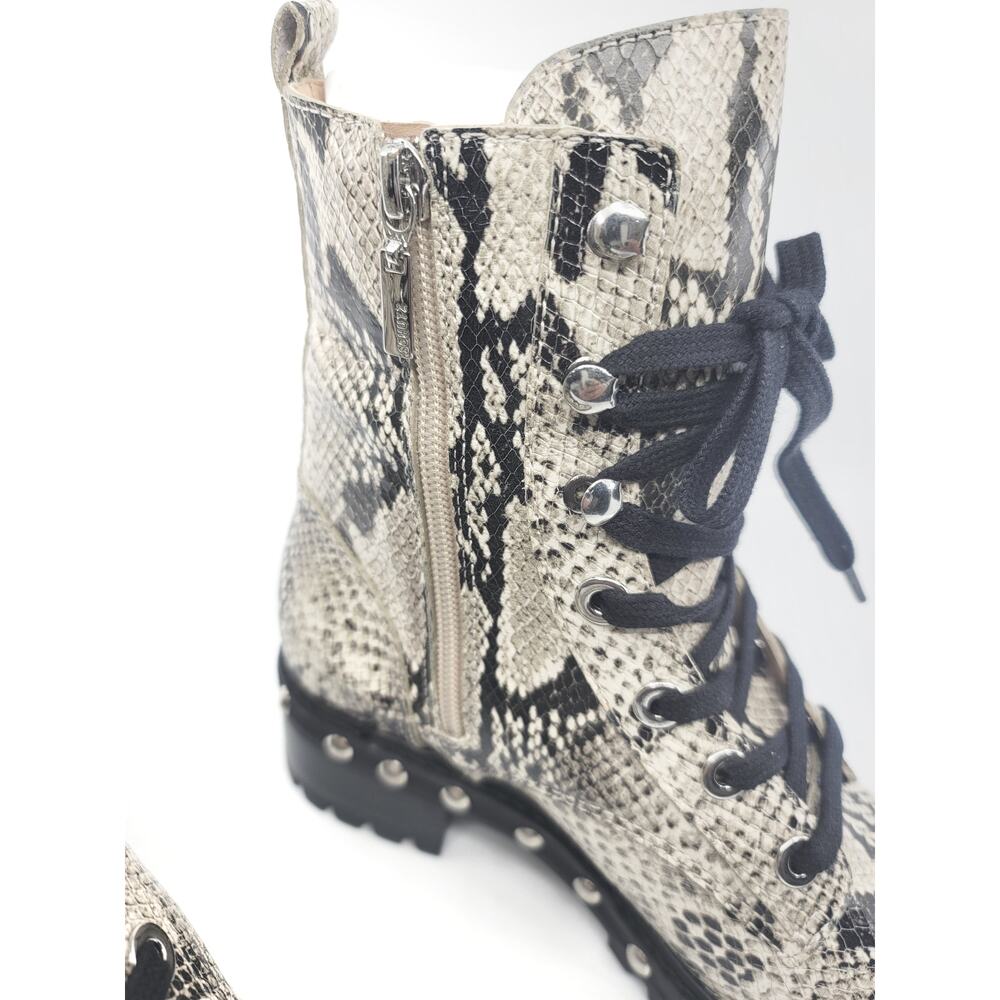 Schutz Studded Snake-Print Leather Combat Boots - NEW 6.5 - Picture 3 of 11